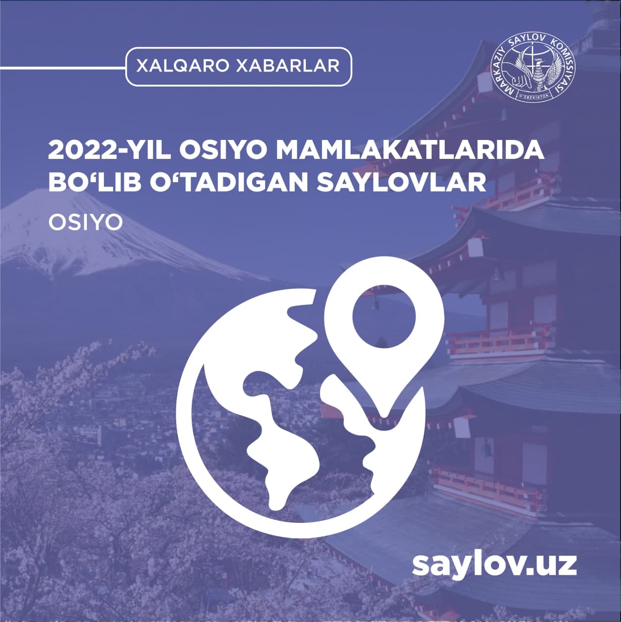 2022-yil Osiyo mamlakatlarida bo'lib o'tadigan saylovlar