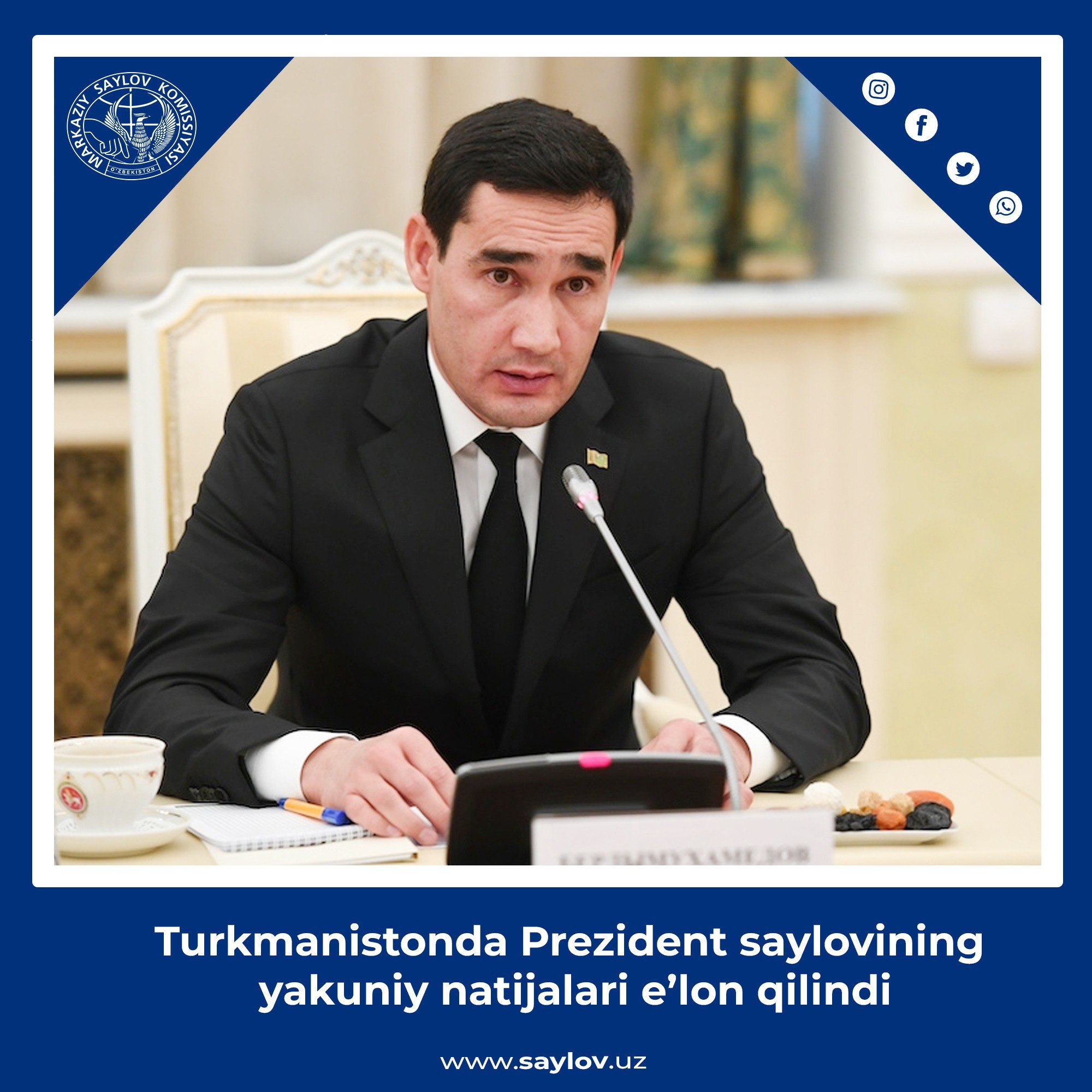 Turkmanistonda Prezident saylovining yakuniy natijalari e’lon qilindi