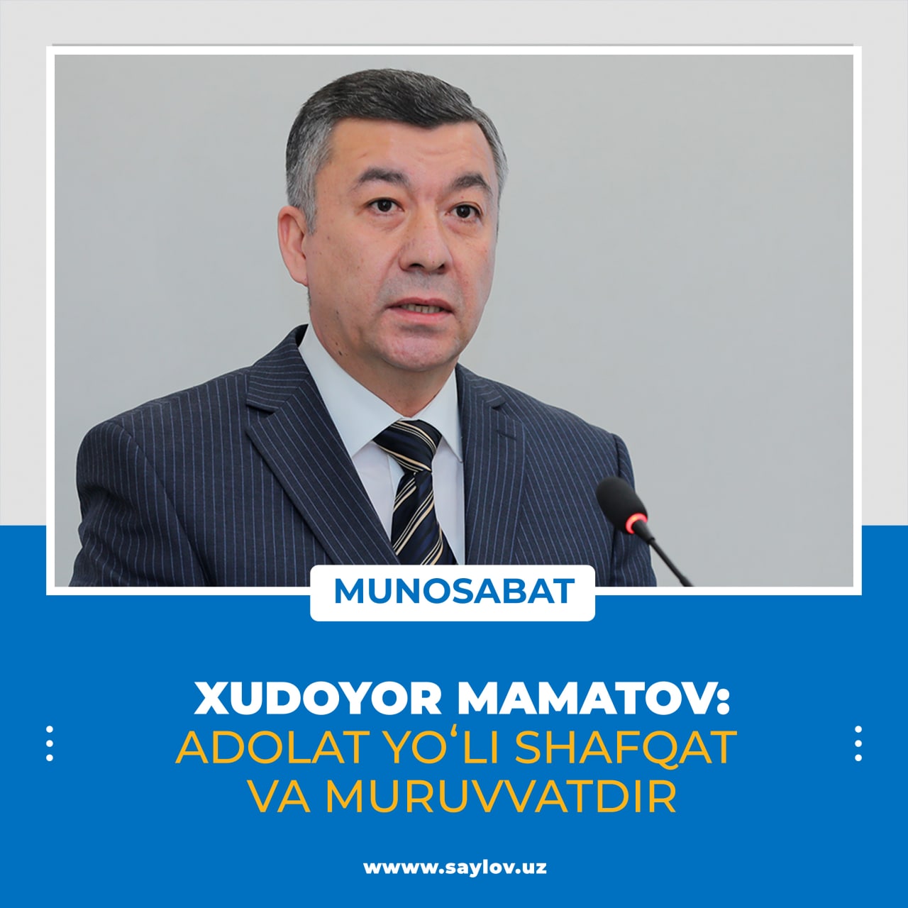 ADOLAT YOʻLI SHAFQAT VA MURUVVATDIR