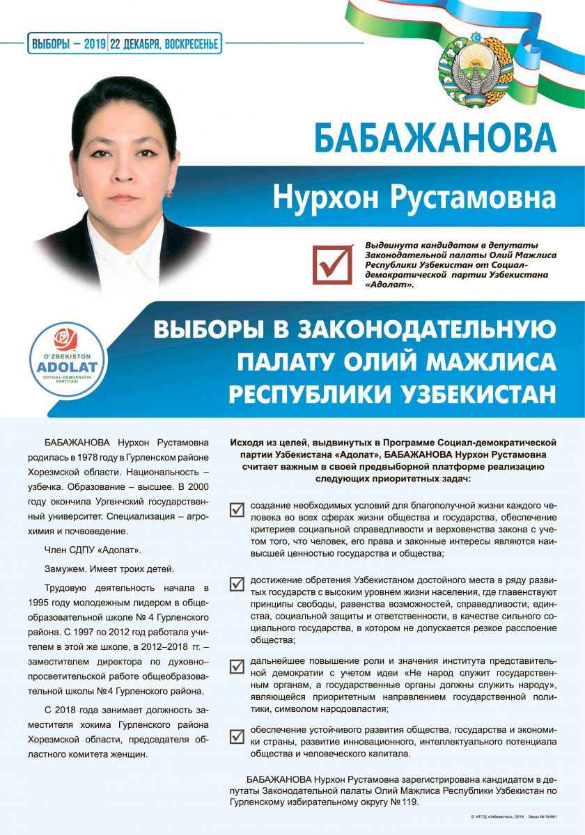 Бабажанова Нурхон Рустамовна