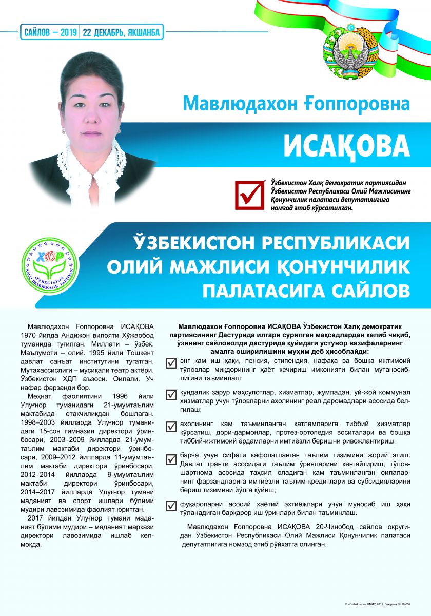 Исақова Мавлюдахон Ғоппоровна