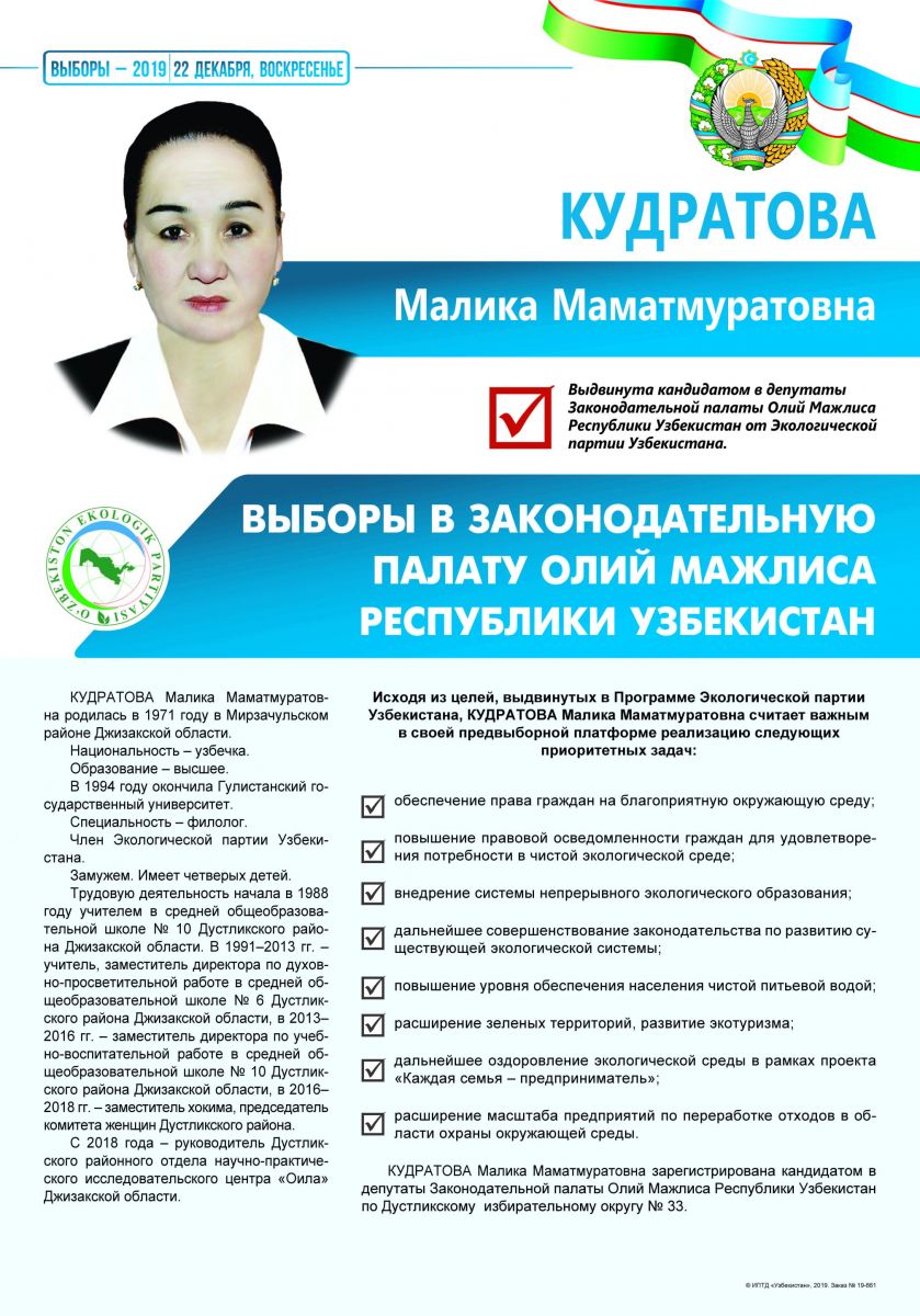 Кудратова Малика Маматмуратовна